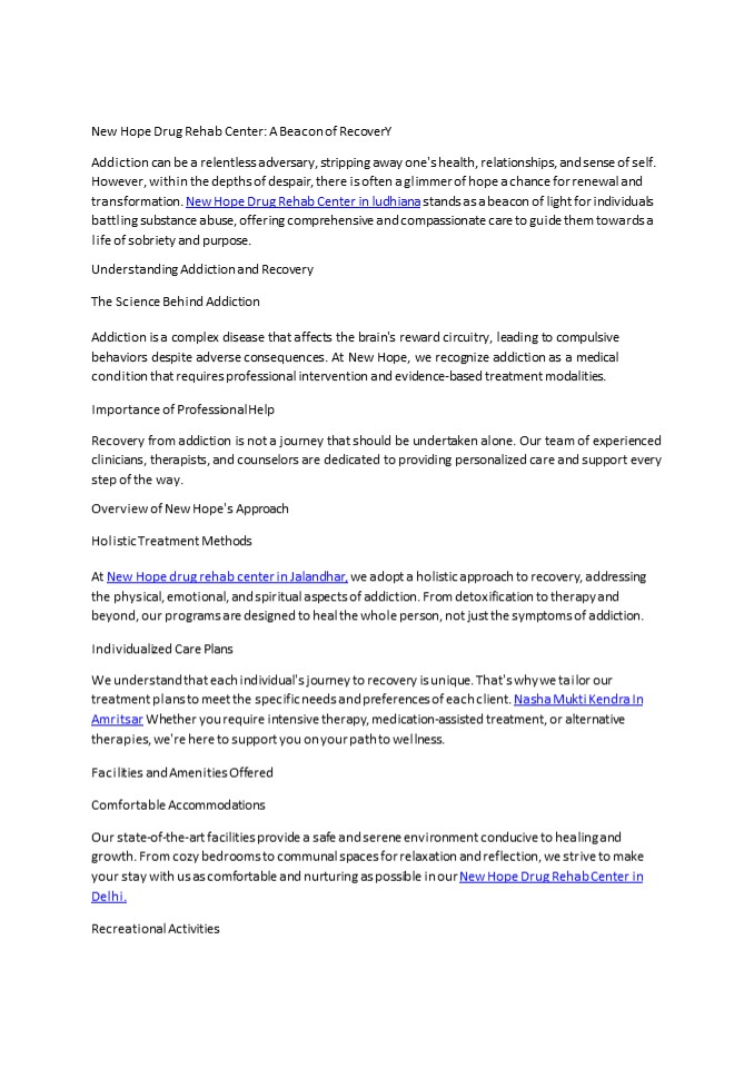 Nasha Mukti Kendra in Chandigarh