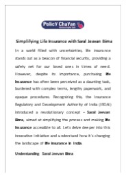 Simplifying Life Insurance with Saral Jeevan Bima