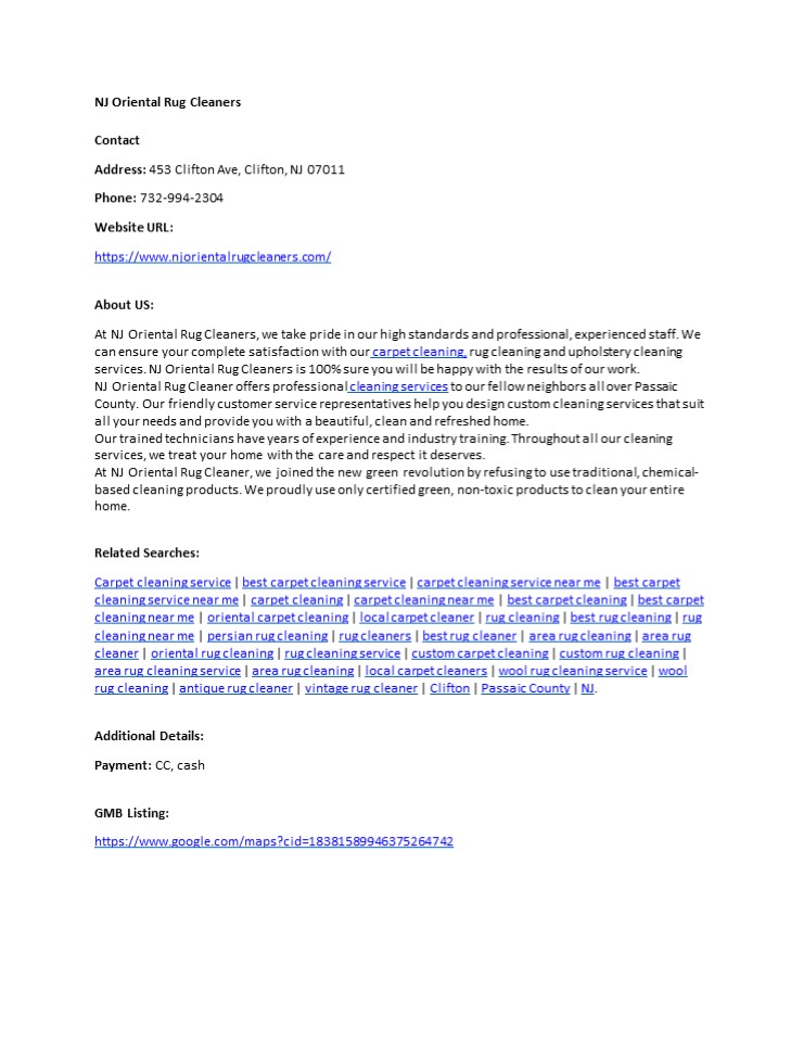 NJ Oriental Rug Cleaners