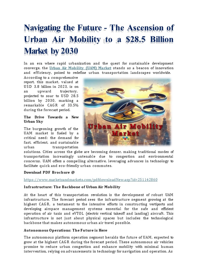 PPT – The Ascension of Urban Air Mobility to a $28.5 Billion Market by ...