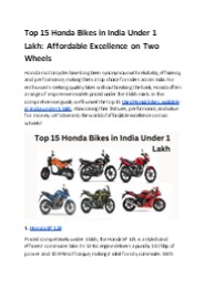 Top 15 Honda Bikes in India Under 2 Lakh