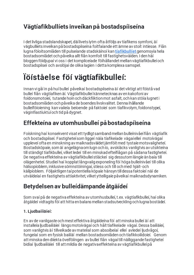 Vägtrafikbullrets inverkan på bostadspriserna