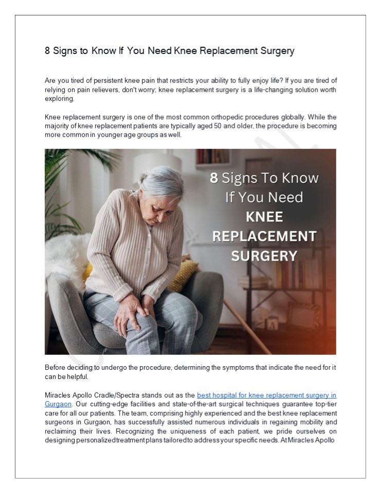 8 Signs to Know If You Need Knee Replacement Surgery - Miracles ...