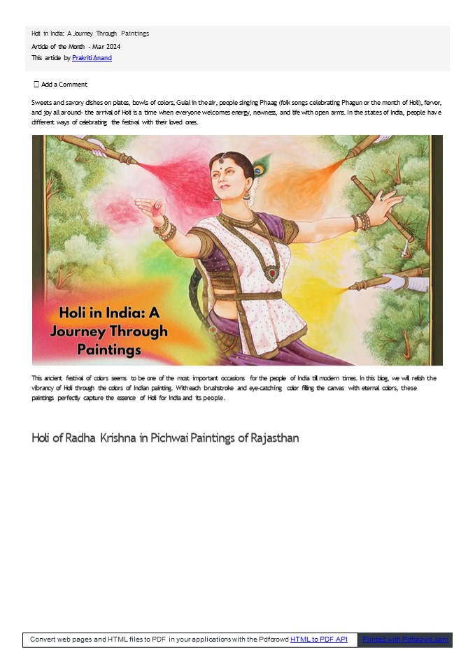 Holi in India: A Journey Through Paintings