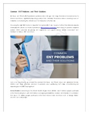 Common ENT Problems and Their Solutions