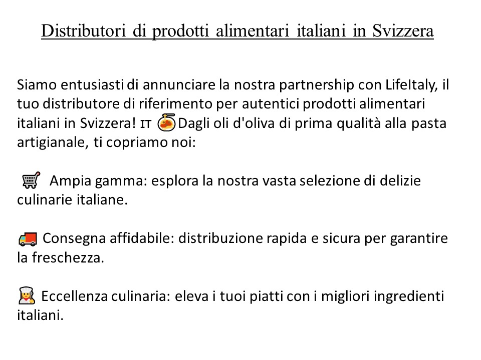 Distributori di prodotti alimentari italiani in Svizzera