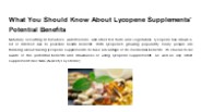 What You Should Know About Lycopene Supplements' Potential Benefits