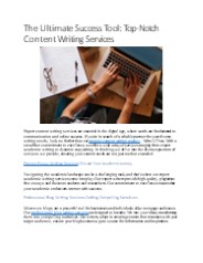 The Ultimate Success Tool: Top-Notch Content Writing Services