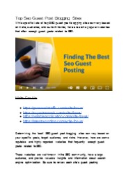 Top Seo Guest Post Blogging Sites
