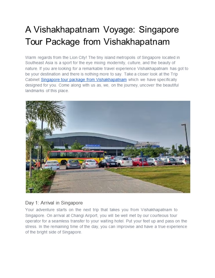 Vishakhapatnam to Singapore: A Journey of Discovery