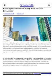 Strategies for Multifamily Real Estate Investors