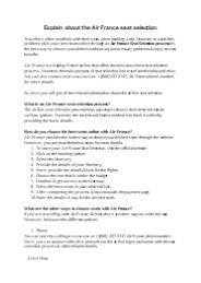 Explain about the Air France seat selection.