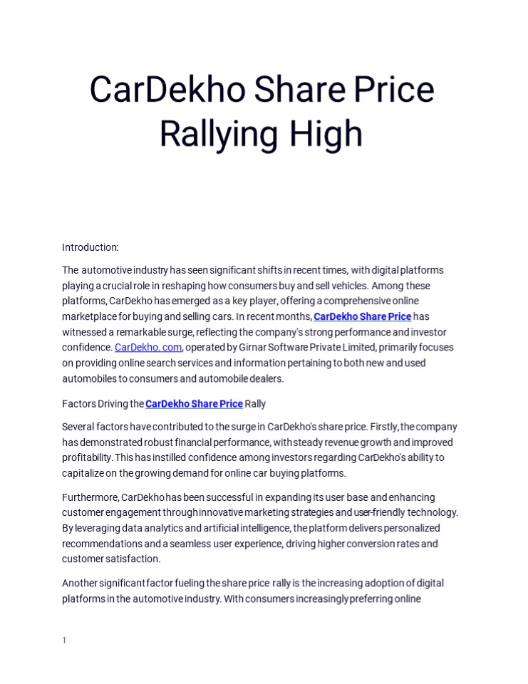 CarDekho Share Price Surges Aggresively