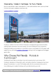 Motels in Kamloops for Furry Friends
