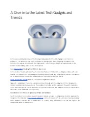 A Dive into the Latest Tech Gadgets and Trends