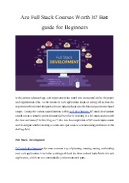 Are Full Stack Courses Worth It?