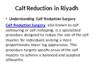 Calf Reduction in Riyadh