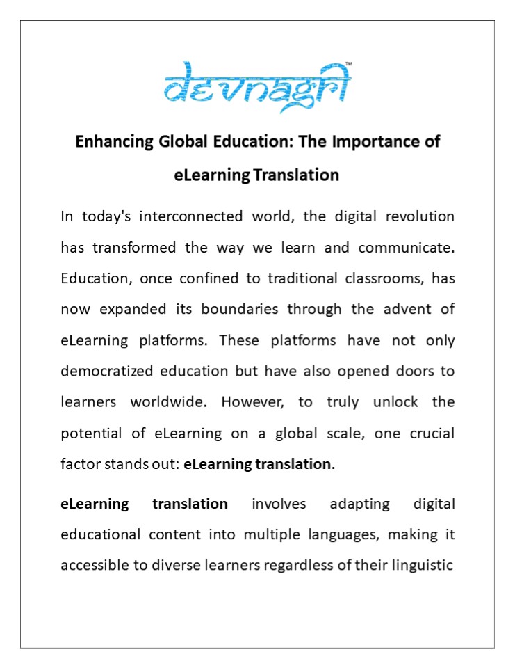 Enhancing Global Education: The Importance of eLearning Translation