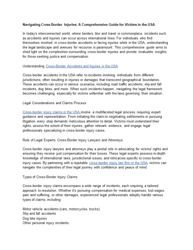 Best Cross Border Dog Bite Injury Lawyers in USA and Canada