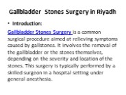 Gallbladder Stones Surgery in Riyadh