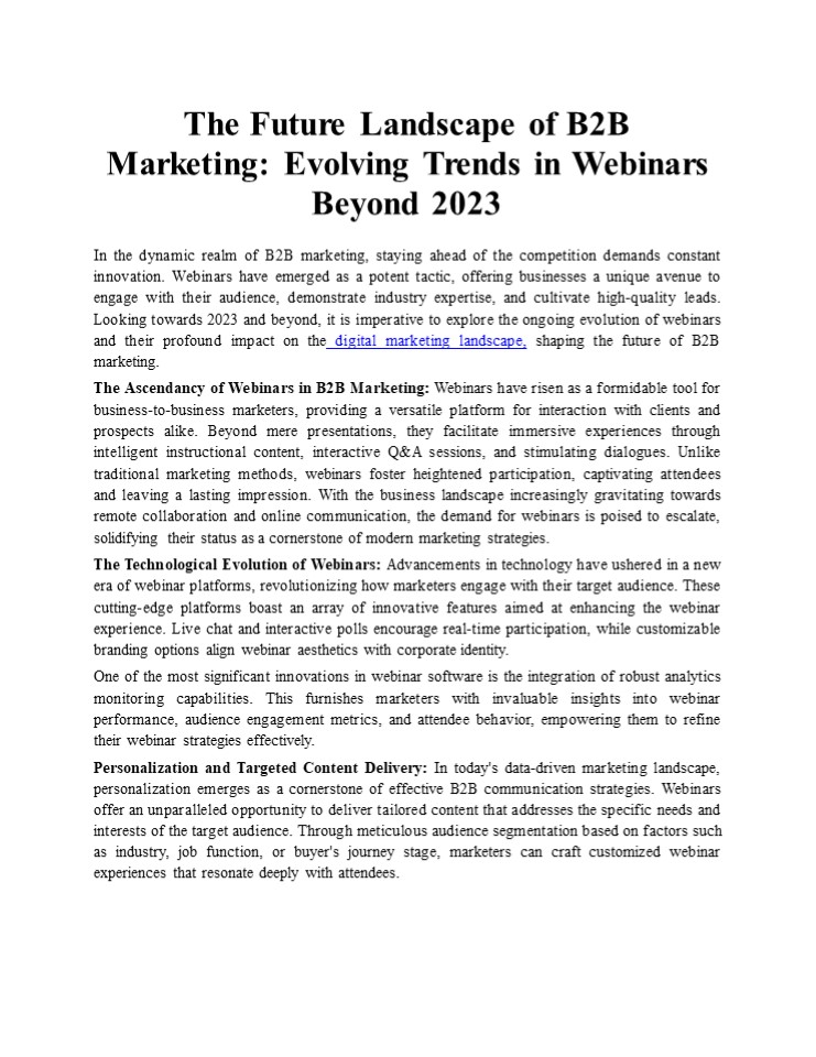 The Future Landscape of B2B Marketing: Evolving Trends in Webinars ...