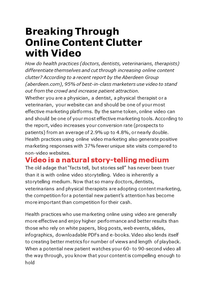 Breaking Through Online Content Clutter with Video – Practice Builders