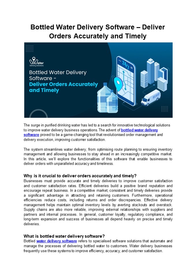 Bottled Water Delivery Software – Deliver Orders Accurately and Timely