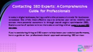 Contacting SEO Experts: A Comprehensive Guide for Professionals