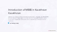 Exploring the Prospects of Pursuing MBBS in Kazakhstan
