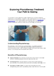 Exploring Physiotherapy Treatment: Your Path to Healing