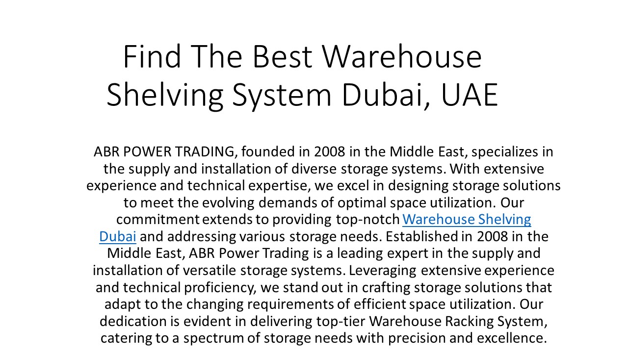 Warehouse Shelving Dubai