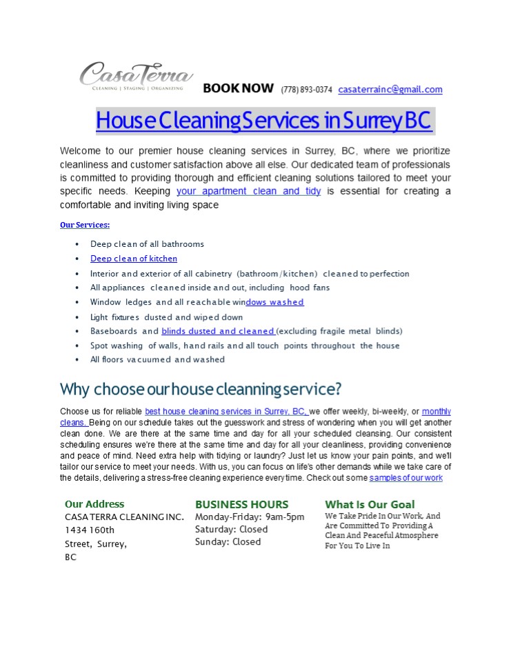House Cleaning Services in Surrey BC