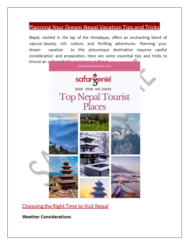 Planning Your Dream Nepal Vacation Tips and Tricks