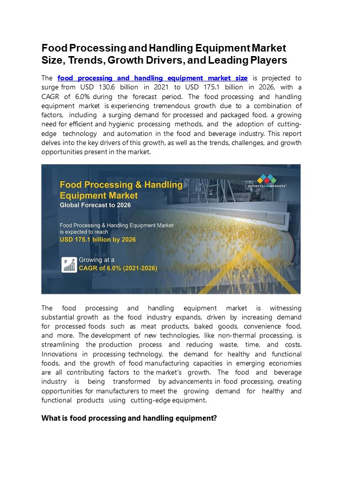 Food Processing and Handling Equipment Market Size, Trends, and Growth Drivers