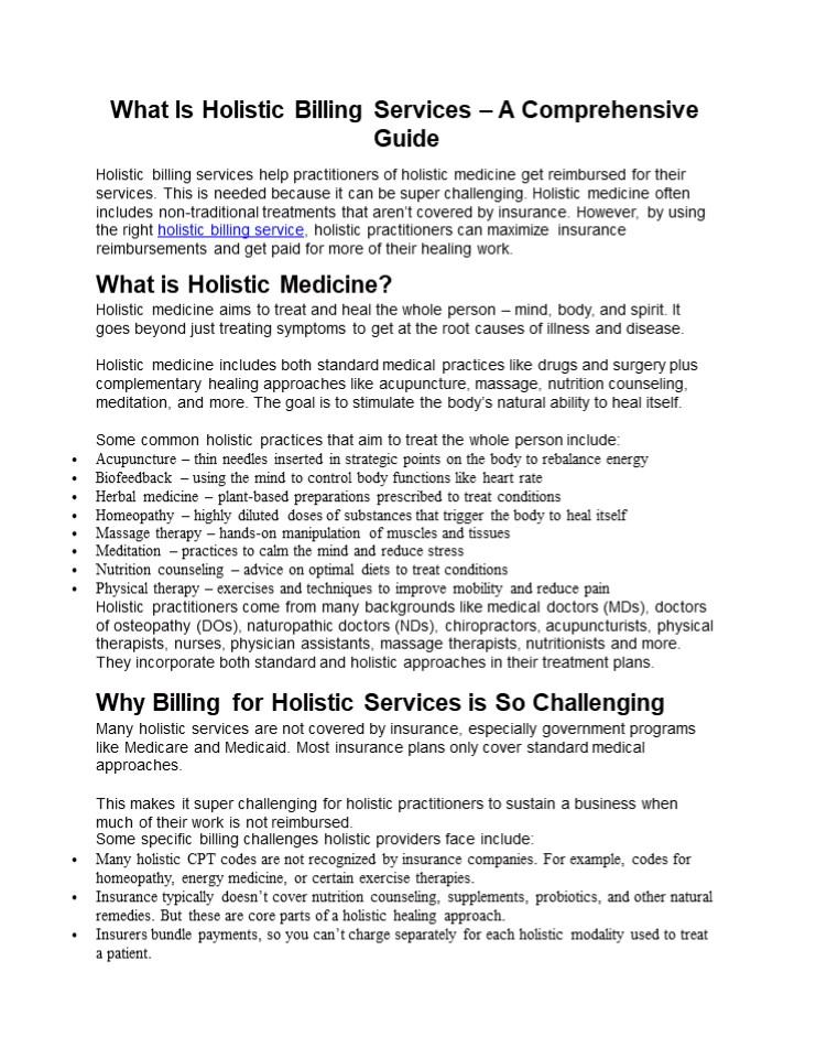 Holistic Billing Services