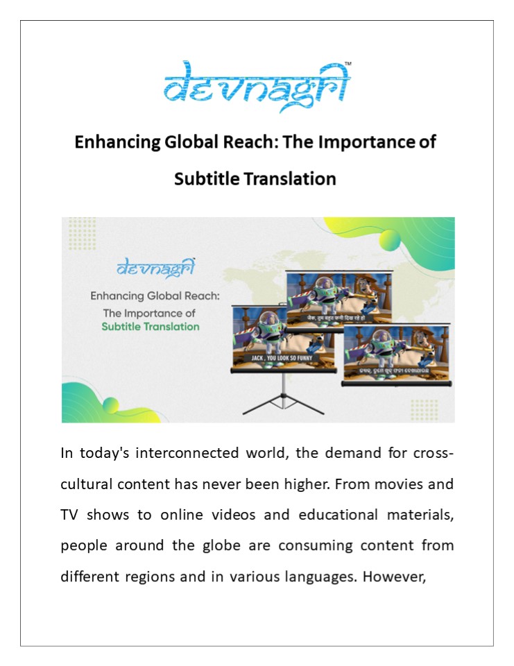 Enhancing Global Reach: The Importance of Subtitle Translation