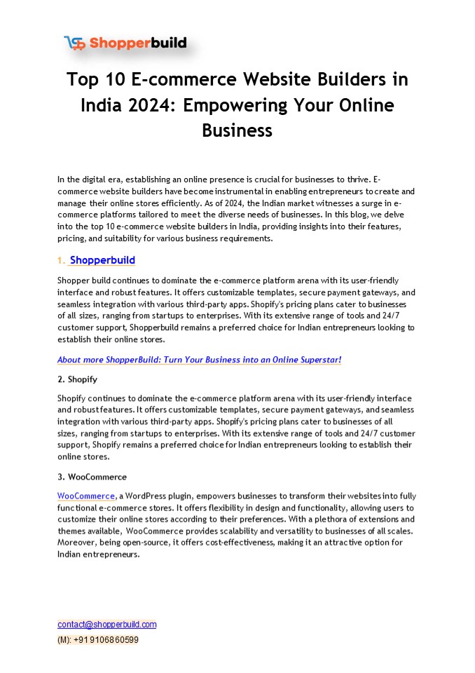 E-commerce Website Builders in India 2024