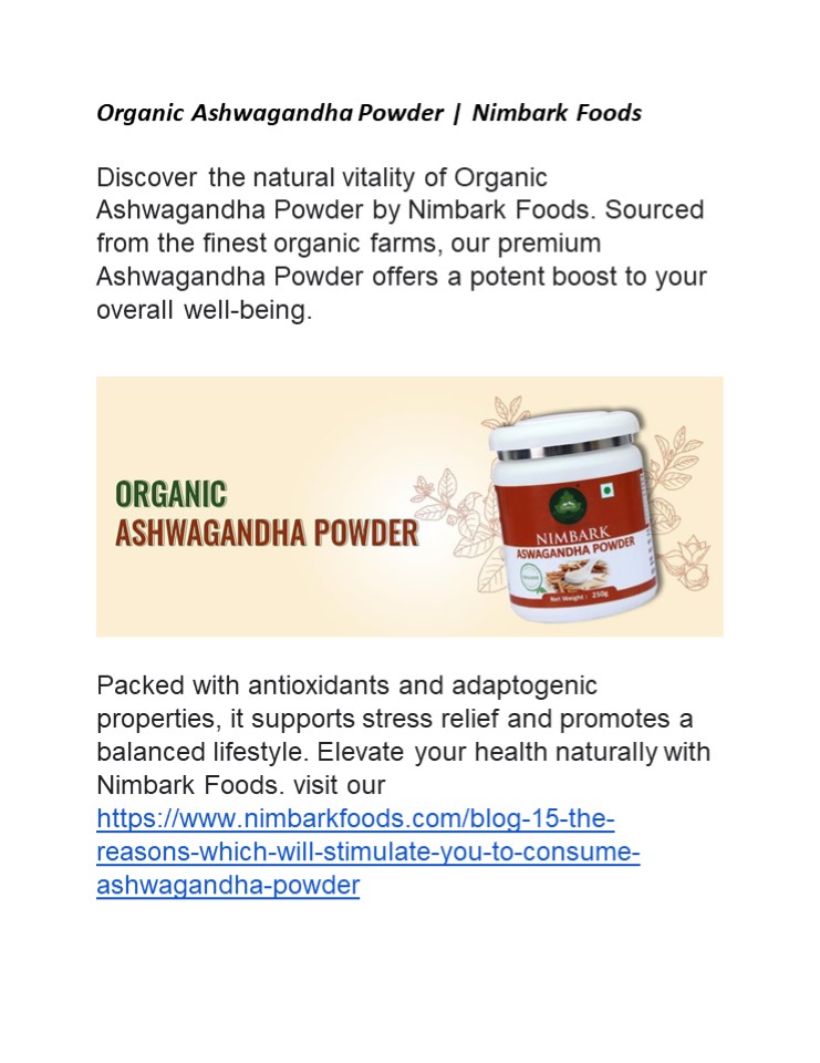 Organic Ashwagandha Powder | Nimbark Foods (1)