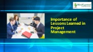 Importance of Lessons Learned in Project Management