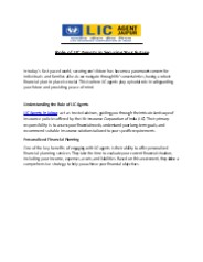 Role of LIC Agents in Securing Your Future