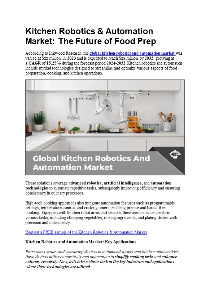 Kitchen Robotics & Automation Market: The Future of Food Prep
