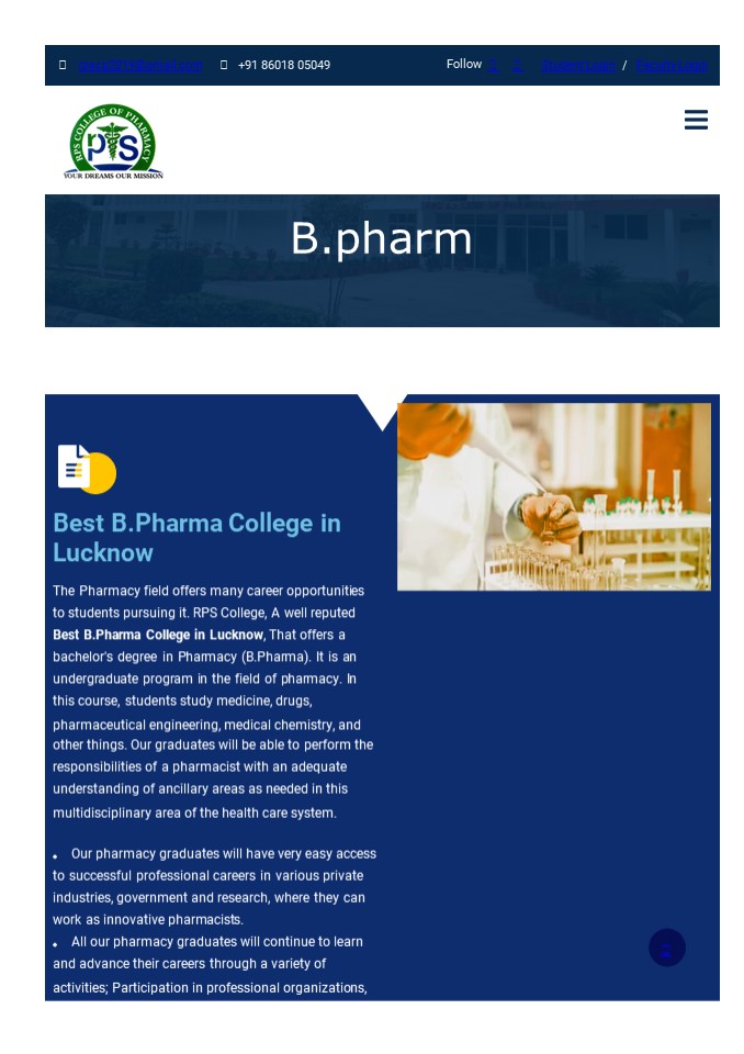 B.Pharma College In Lucknow - RPS Pharmacy College