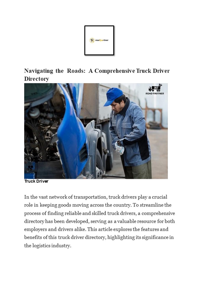 Navigating the Roads: A Comprehensive Truck Driver Directory