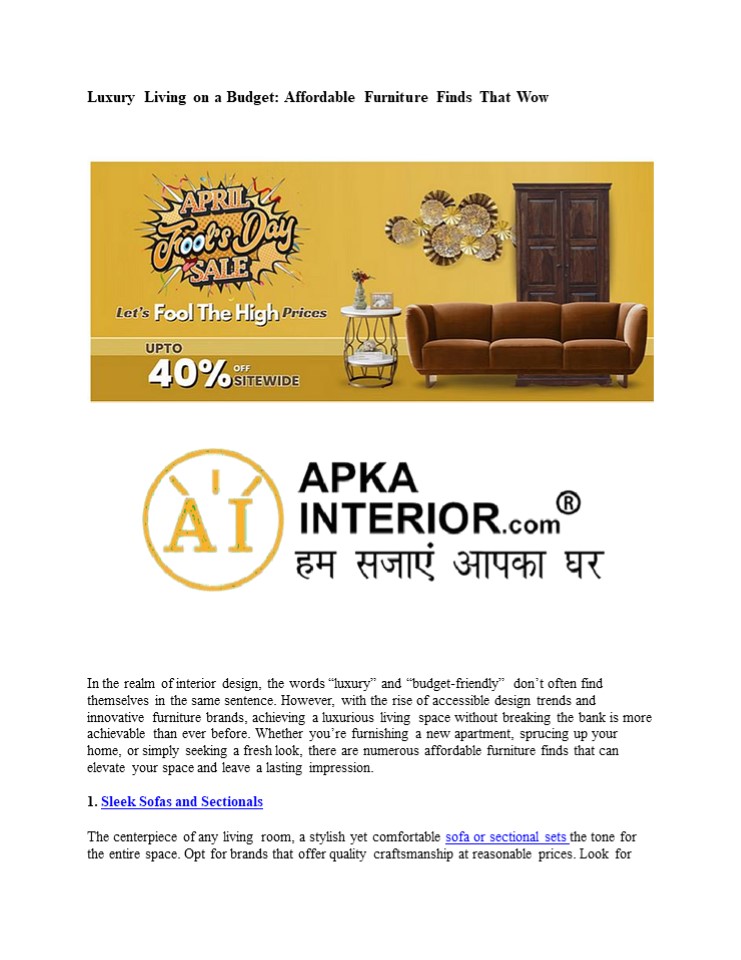 Luxury Living on a Budget: Affordable Furniture Finds That Wow