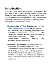 Full Stack Development Course