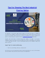 Tips For Choosing The Best Industrial Flooring Option