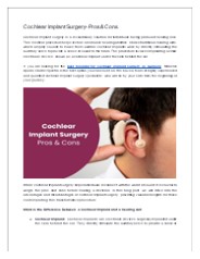 Cochlear Implant Surgery: Pros & Cons