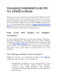 Managing Complicated Local SEO for Several Locations