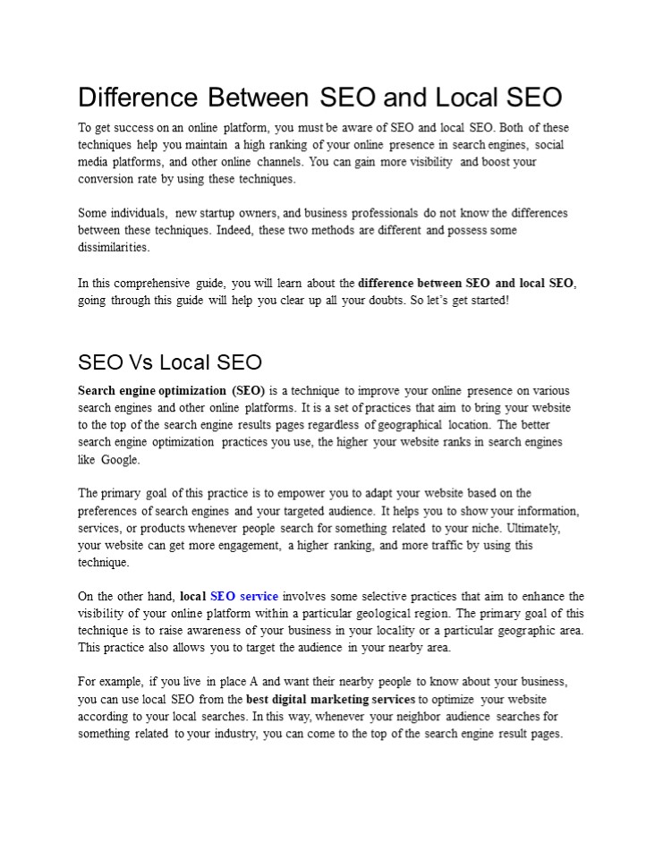 Difference Between SEO and Local SEO