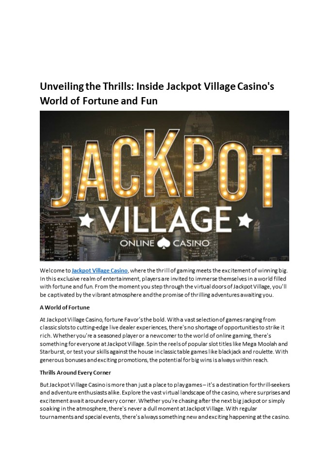 PPT Unveiling the Thrills Inside Jackpot Village Casino's World of